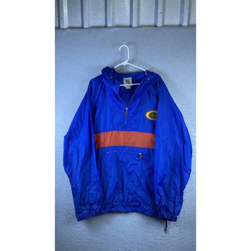 Joe College Windbreaker Mens XL Blue Good Florida Gators Quarter Zip Hooded